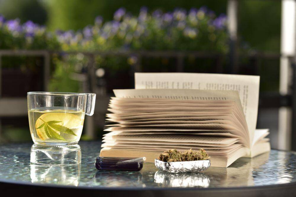 Book with cannabis