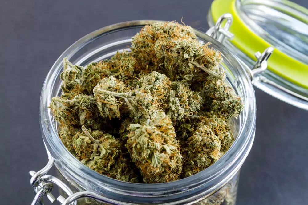 Cannabis stored in a jar